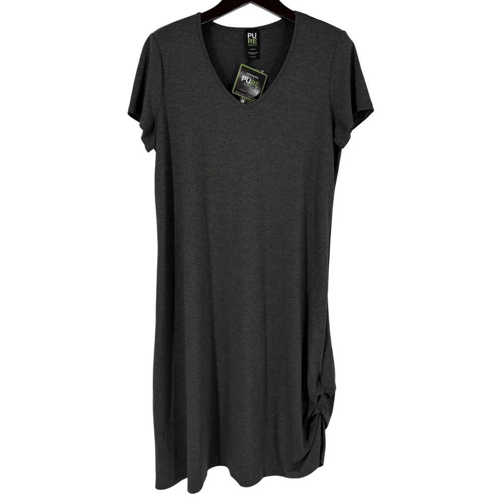 Pure Essence Urbanology Womens‎ Bamboo Adjustable Ruched Midi Dress Size XL Gray